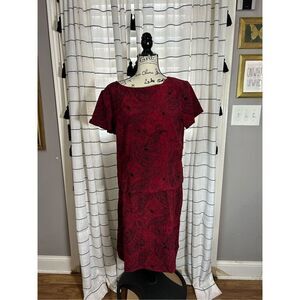 Safe Harbor Red and Black Paisley 2 Piece Skirt Set Size 12